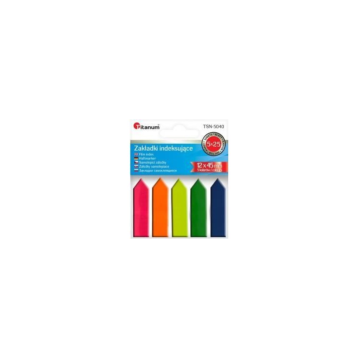 Zakładki indeksujące fluo 12x45mm 5x25 kartek