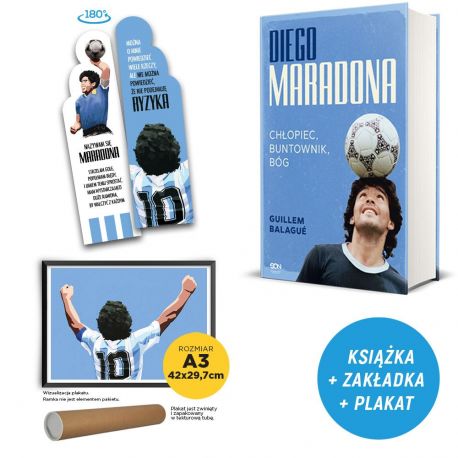 Pakiet: Diego Maradona. Chłopiec, buntownik, bóg (zakładka gratis) + Plakat Diego w księgarni Labotiga