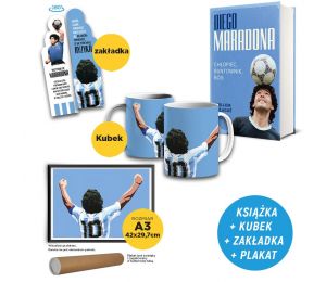 Pakiet: Diego Maradona. Chłopiec, buntownik, bóg (zakładka gratis) + Kubek Diego 330 ml + Plakat Diego w księgarni Labotiga