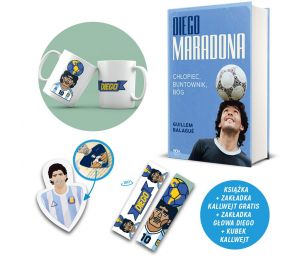 Pakiet Diego Maradona. Chłopiec, buntownik, bóg (zakładka gratis) + Zakładka Diego + Kubek Diego Jan Kallwejt w księgarni Laboti