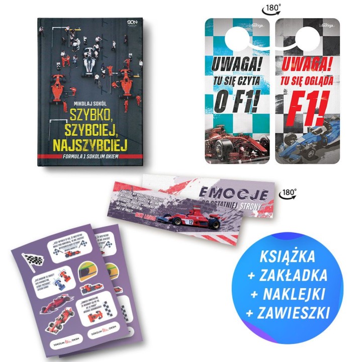 Zdjęcie pakietu Szybko, szybciej, najszybciej. Formuła 1 Sokolim Okiem (zakładka gratis + zawieszka + naklejki) w księgarni Labo