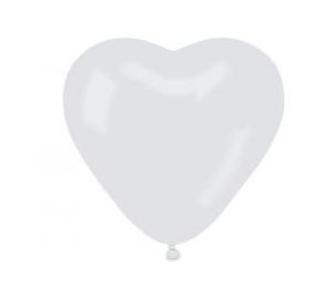 Balony pastelowe Serce bez nadruku białe 50szt