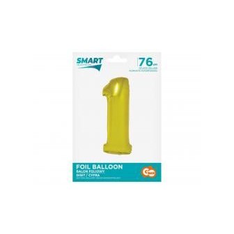 Balon foliowy cyfra 1 złota Smart 76cm