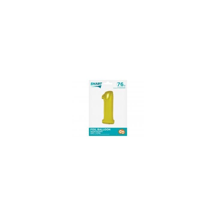 Balon foliowy cyfra 1 złota Smart 76cm