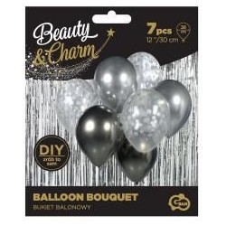 Balony Beauty&Charm bukiet srebrne 30cm 7szt