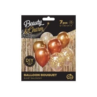 Balony Beauty&Charm bukiet złote 30cm 7szt