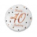 Balon foliowy Happy 40 Birthday biały 45cm