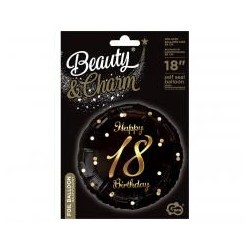 Balon foliowy Happy 18 Birthday czarny 45cm