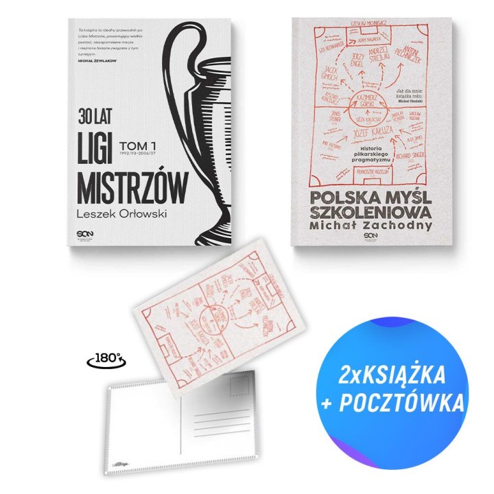 (Wysyłka ok. 16.09.) Pakiet: 30 lat Ligi Mistrzów. Tom 1 + Polska myśl szkoleniowa (2x książka + pocztówka)