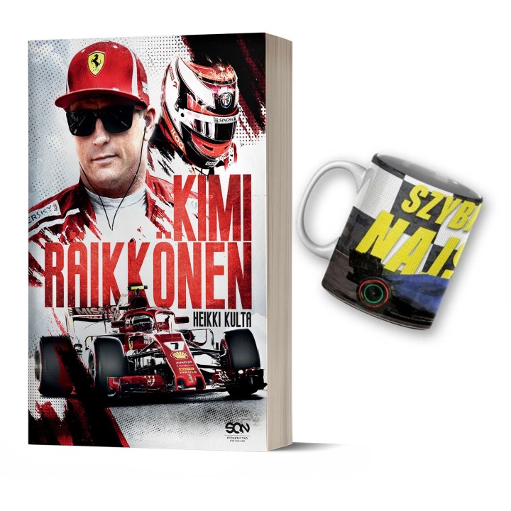 (Wysyłka ok. 14.10.) Pakiet: Kimi Raikkonen + (książka + duży kubek fana F1 400 ml)