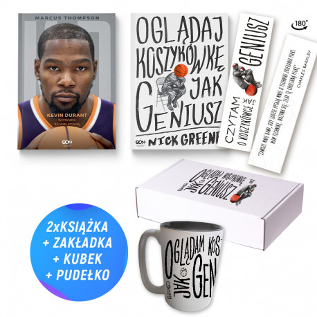 Pakiet: Kevin Durant + Oglądaj koszykówkę jak geniusz + gadżety (2x książka + kubek + pudełko + zakładka)
