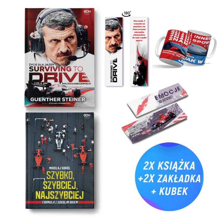 Pakiet: Surviving to Drive + Szybko, szybciej, najszybciej + kubek (2x książka + kubek + 2x zakładka)