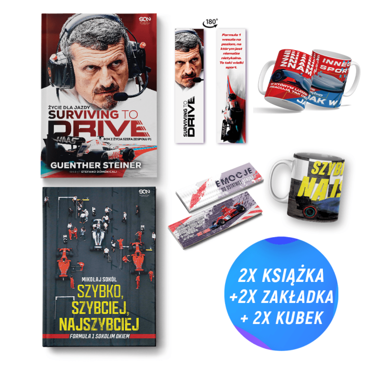  Pakiet: Surviving to Drive + Szybko, szybciej, najszybciej + kubki (2x książka + 2x kubek + 2x zakładka)