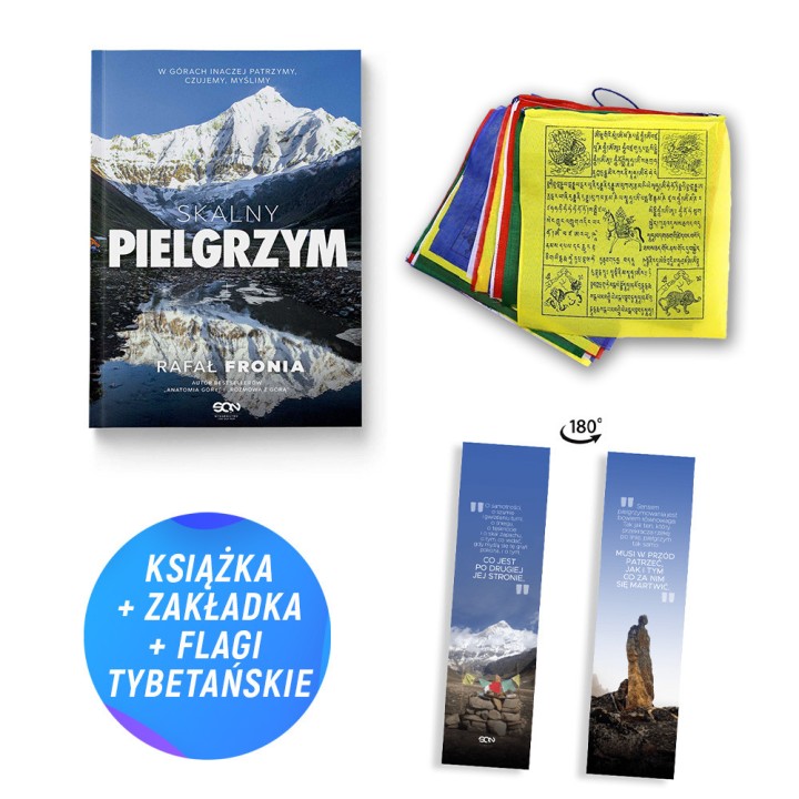 Pakiet: Skalny pielgrzym + Tybetańska Flaga Modlitewna Fronia (książka + flaga + zakładka gratis)