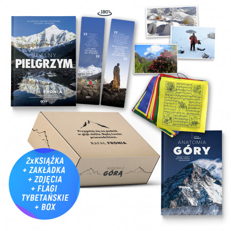 Pakiet: Skalny pielgrzym + Rozmowa z Górą + gadżety (2x książka + flaga + zdjęcia + opakowanie + gratis)