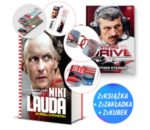 Niki Lauda. Do piekła i z powrotem + Surviving to Drive + 2 kubki F1 (2x książka + 2x kubek + 2x zakładka)