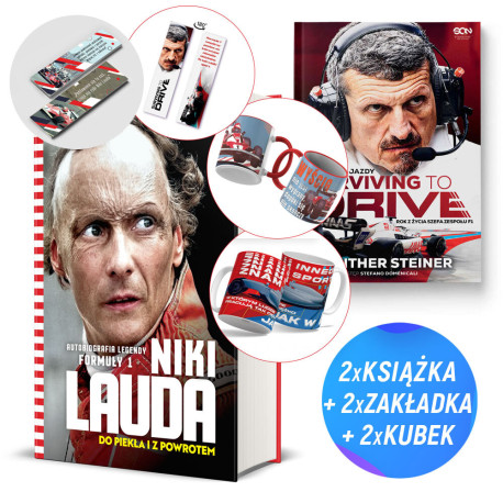 Niki Lauda. Do piekła i z powrotem + Surviving to Drive + 2 kubki F1 (2x książka + 2x kubek + 2x zakładka)