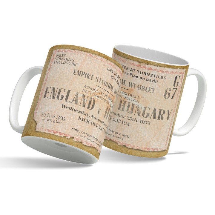 Kubek z biletem z meczu Węgry Anglia z roku 1953 r. (360 ml)