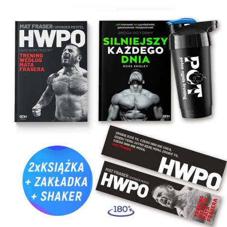  Pakiet: HWPO. Ciężka praca się opłaca + Silniejszy każdego dnia + Shaker (2x książka + shaker + zakładka)