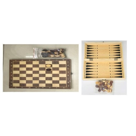 Warcaby i tryktrak 2w1 drewniane 29x29cm