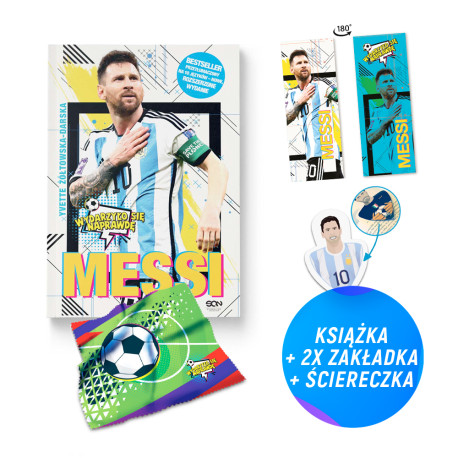 Pakiet: Messi. Mały chłopiec (książka + zakładka głowa + ściereczka + zakładka gratis)