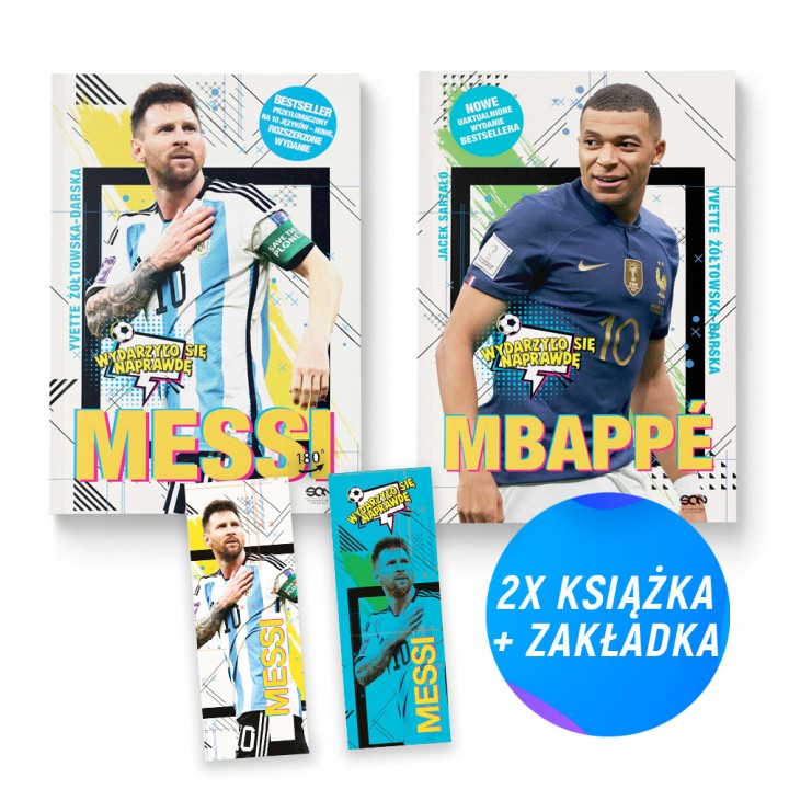 Pakiet: Messi. Mały chłopiec, który został wielkim piłkarzem + Mbappe (2x książka + zakładka gratis)