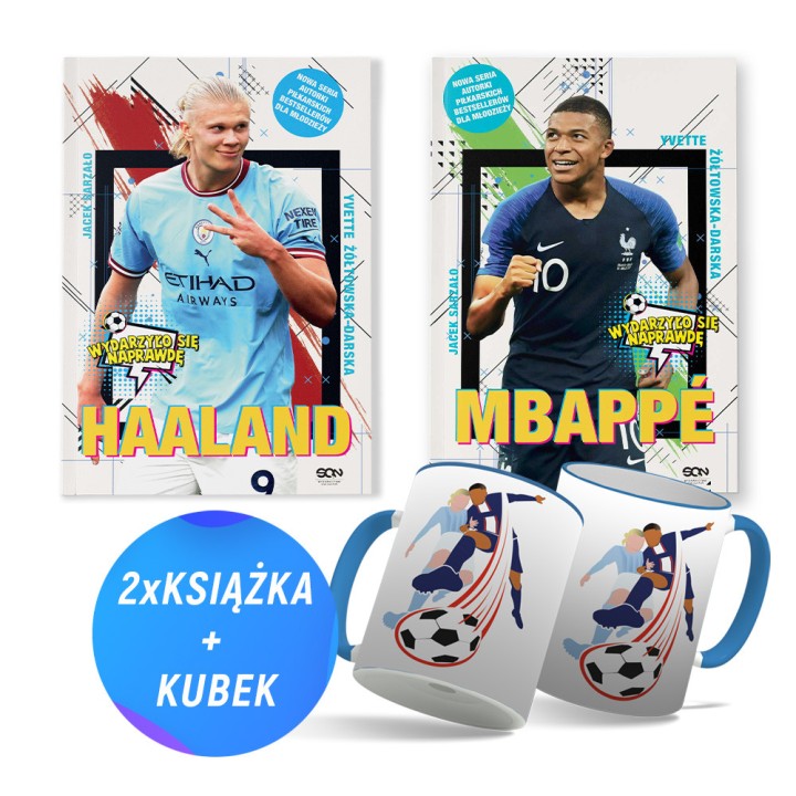 Pakiet: Haaland. Norweski terminator + Mbappe + Kubek Erling Kylian (2x książka + kubek)