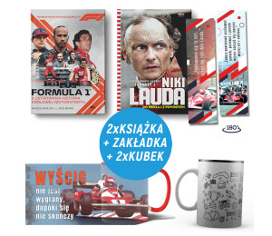  Formuła 1 + Niki Lauda + Kubek fana Formuły 1 + Kubek Lauda (2x książka + 2x kubek + zakładka)
