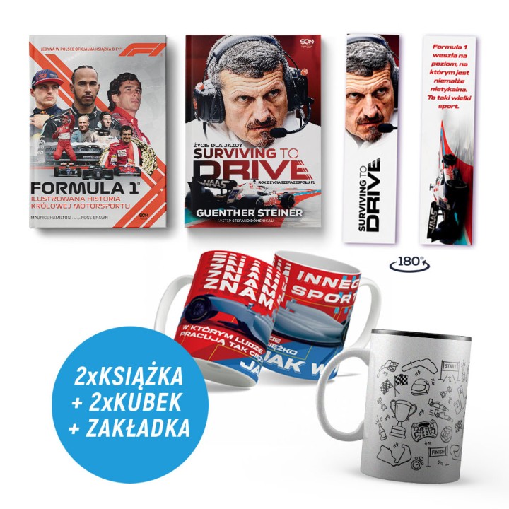 Formuła 1. Ilustrowana historia + Surviving to Drive + 2x Kubek F1(2x książka + 2x kubek + zakładka)