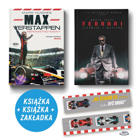 Pakiet: Max Verstappen. Niepowstrzymany + Ferrari. Człowiek i maszyna (2x książka + zakładka gratis)