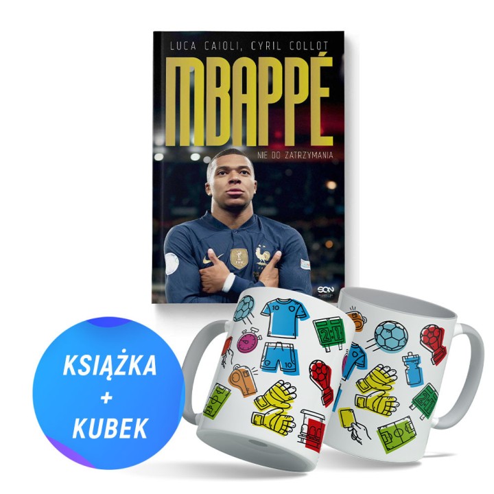 Pakiet: Kylian Mbappe. Nie do zatrzymania  (książka + kubek kolorowy piłkarski)