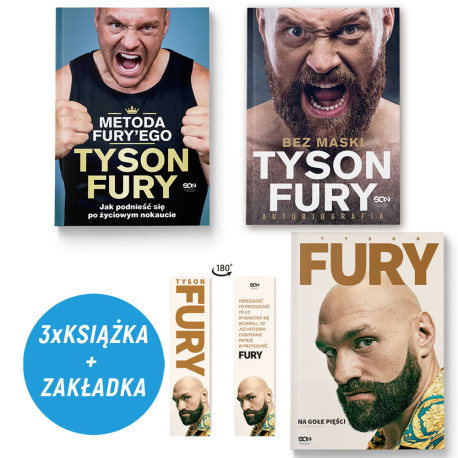  Pakiet: Metoda Fury&#039;ego + Tyson Fury. Na gołe pięści + Bez maski (3x książka + zakładka)