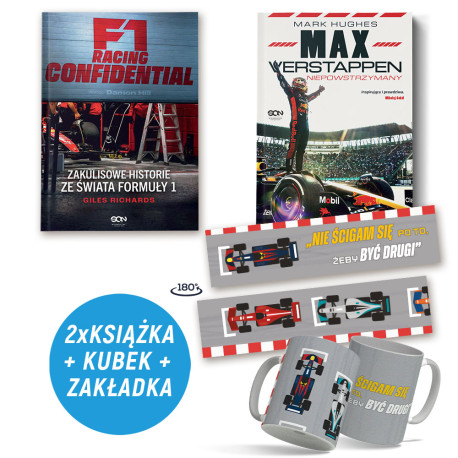 Pakiet: F1 Racing Confidential + Max Verstappen (2x książka + kubek + zakładka)