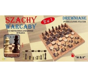Szachy i warcaby 2w1 drewniane 29x29cm