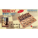 Szachy i warcaby 2w1 drewniane 29x29cm