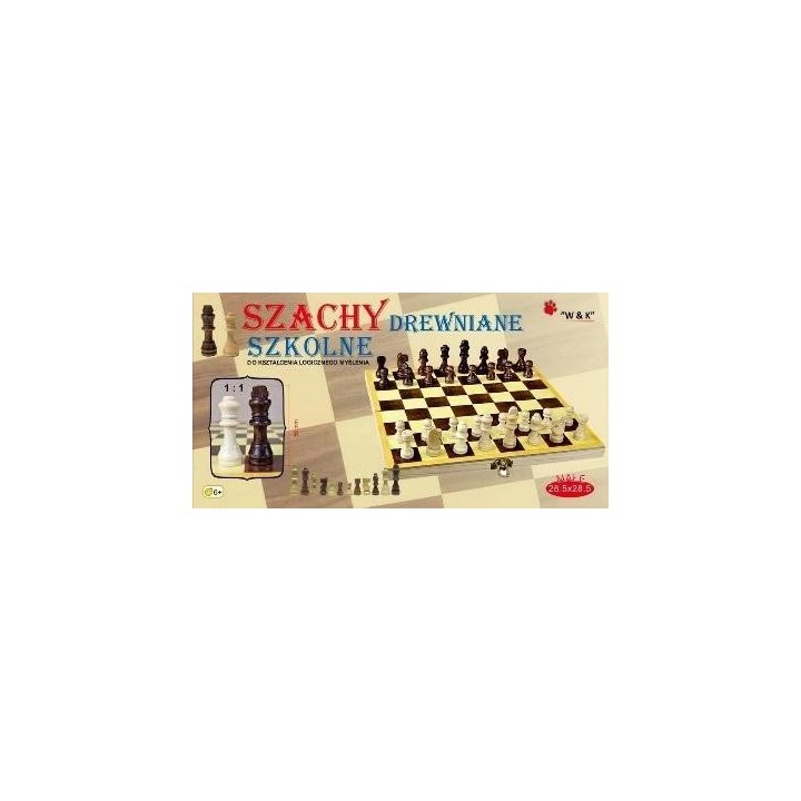 Szachy szkolne drewniane 28,5x28,5cm