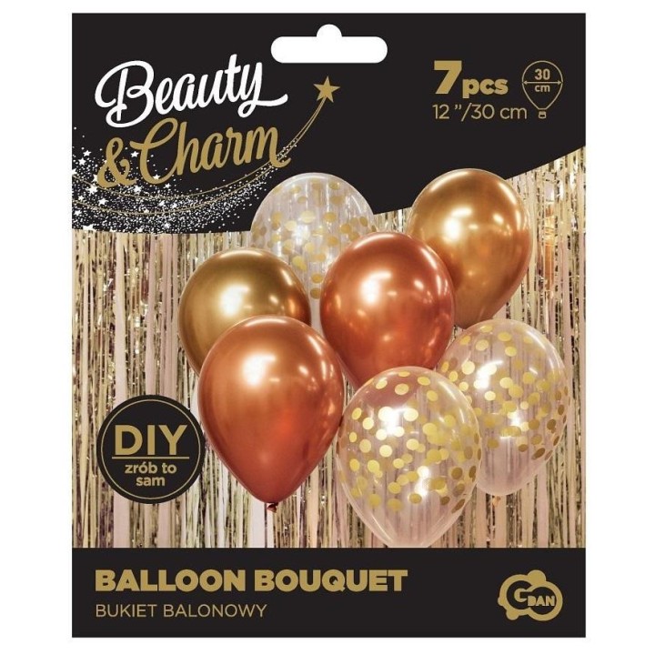 Balony Beauty&Charm bukiet złote 30cm 7szt