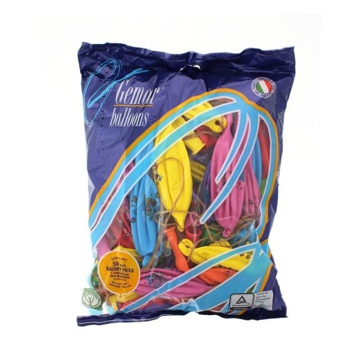 Balony Gemar pastelowe Piłka nadruk Lux 50szt