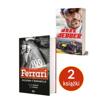Okładki książek Enzo Ferrari. Wizjoner z Maranello i Mark Webber dostępnych w księgarni sportowej Labotiga.pl i 
