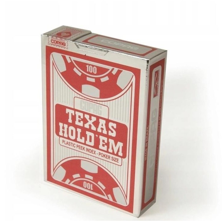 Karty Texas Hold'em srebrny/czerwony CARTAMUNDI
