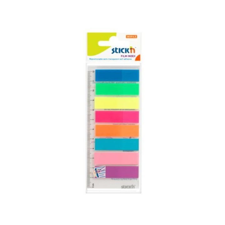 Zakładki indeks.samoprz. mix 8 kol. neon z linijką
