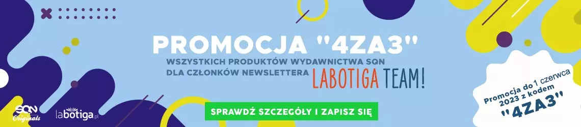 Baner główny reklamujący książki sportowe i gadżety w promocji Labotiga Team w księgarni www.labotiga.pl