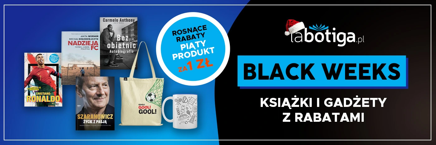 Baner główny reklamujący książki sportowe i gadżety w promocji Labotiga Team w księgarni www.labotiga.pl